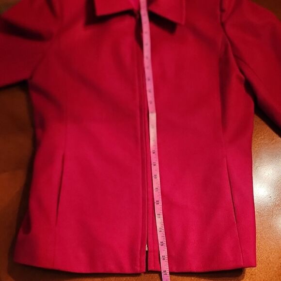 Sag Harbor 100% Wool Vintage Zip Up Lightweight Jacket, 6 Petite, Red - Picture 5 of 8